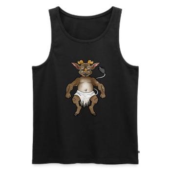 Zeichnung eines Kallikantzaros - Männer Premium Bio Tank Top - Schwarz - Vorne - Michal (187cm)