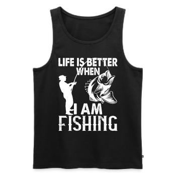 Life is better when I'm fishing - - Men's Premium Organic Tank Top - black - Front - AI Model Male 178 light (178cm)
