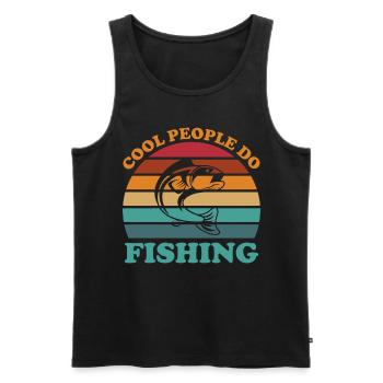 Cool People Fish 3 - - Débardeur bio Premium Homme - noir - Devant - AI Model Male 178 light (178cm)