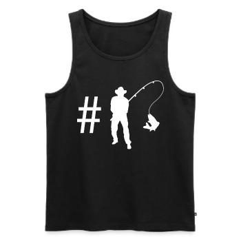 Hashtag - Fishing - - Men's Premium Organic Tank Top - black - Front - Michal (187cm)