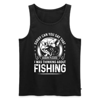 Sorry Can You Say That Again Please I Was Thinking - Männer Premium Bio Tank Top - Schwarz - Vorne - Michal (187cm)
