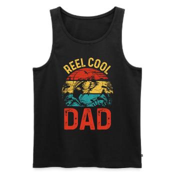 Retro-Rolle Cooler Papa - Männer Premium Bio Tank Top - Schwarz - Vorne - AI Model Male 178 light (178cm)