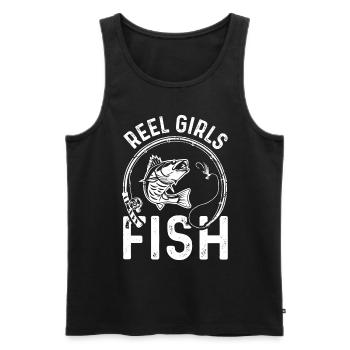Reel Mädchen fischen - Männer Premium Bio Tank Top - Schwarz - Vorne - AI Model Male 178 light (178cm)