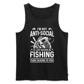 I'm not antisocial, I'd just rather fish - Men's Premium Organic Tank Top - black - Front - AI Model Male 178 light (178cm)