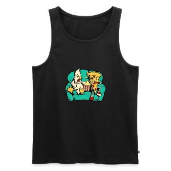 Chicken and pizza eating popcorn - Men's Premium Organic Tank Top - black - Front - Michal (187cm)