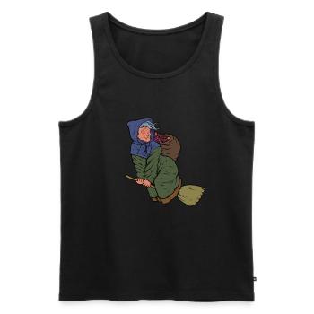 Mit Weihnachtsgeschenken auf Besen - Befana - Männer Premium Bio Tank Top - Schwarz - Vorne - AI Model Male 178 light (178cm)