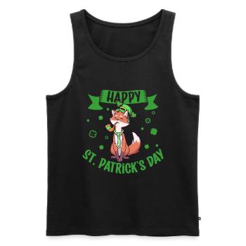 St Patrick's Fox - Happy St Patrick's Day - Men's Premium Organic Tank Top - black - Front - Michal (187cm)