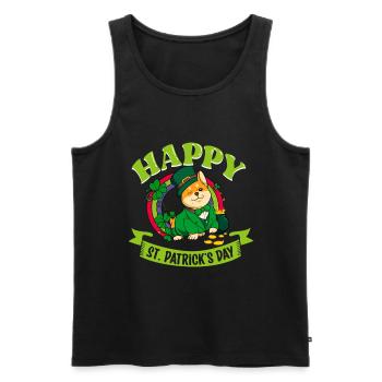 St Patrick's Corgi - Happy St Patrick's Day - Men's Premium Organic Tank Top - black - Front - Michal (187cm)