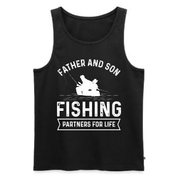 Vater und Sohn fischen als Partner fürs Leben - Männer Premium Bio Tank Top - Schwarz - Vorne - Michal (187cm)