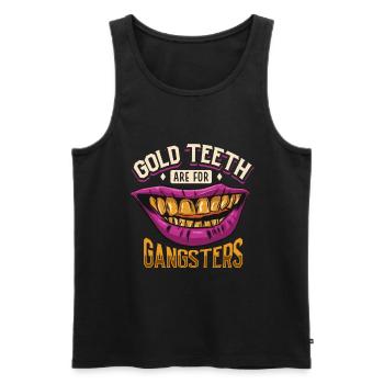 Les dents en or sont pour les gangsters - prothésistes dentaires - Débardeur bio Premium Homme - noir - Devant - AI Model Male 178 light (178cm)