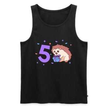 Mit Igel - Kinder Geburtstag 5 Jahre - Männer Premium Bio Tank Top - Schwarz - Vorne - Michal (187cm)