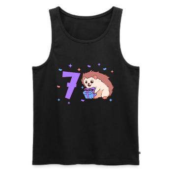 Mit Igel - Kinder Geburtstag 7 Jahre - Männer Premium Bio Tank Top - Schwarz - Vorne - Michal (187cm)