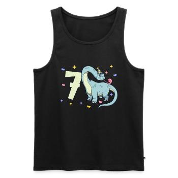 With Brachiosaurus - Children's Birthday 7 Years - Men's Premium Organic Tank Top - black - Front - AI Model Male 178 light (178cm)