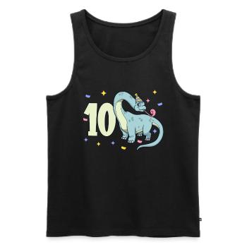 With Brachiosaurus - Children's Birthday 10 Years - Men's Premium Organic Tank Top - black - Front - AI Model Male 178 light (178cm)