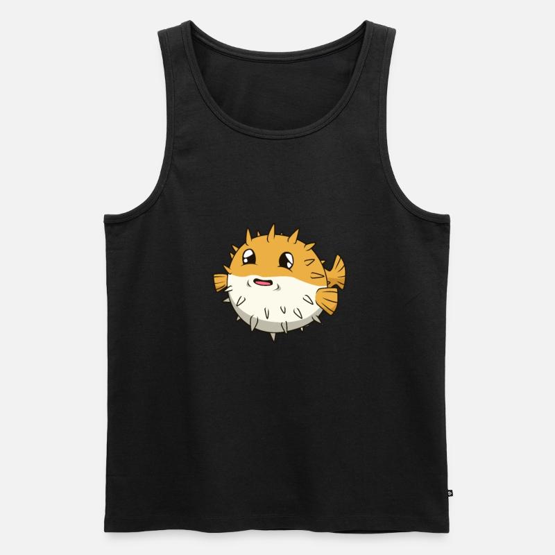 Kawaii Igelfisch - Männer Premium Bio Tank Top - Schwarz