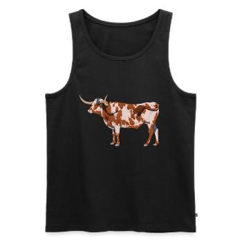 Drawing of a Texas Longhorn - Men's Premium Organic Tank Top - black - Front - Michal (187cm)