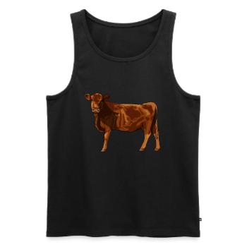 Dessin d’un Angus rouge - Débardeur bio Premium Homme - noir - Devant - AI Model Male 178 light (178cm)