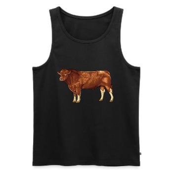 Drawing of a Gelbvieh cattle - Men's Premium Organic Tank Top - black - Front - AI Model Male 178 light (178cm)