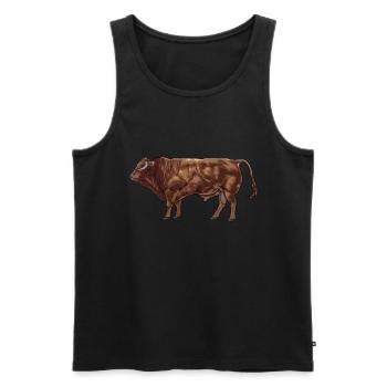 Zeichnung eines Limousin Rind - Männer Premium Bio Tank Top - Schwarz - Vorne - AI Model Male 178 light (178cm)