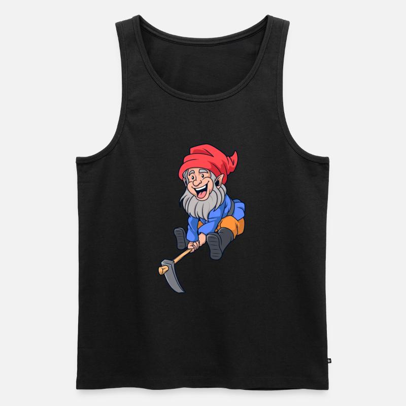 Gartenzwerg mit Hacke - Männer Premium Bio Tank Top - Schwarz