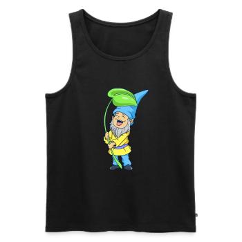Garden gnome with leaf - Men's Premium Organic Tank Top - black - Front - AI Model Male 178 light (178cm)