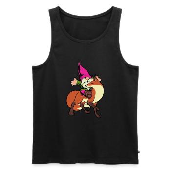 Gartenzwerg reitet Fuchs - Männer Premium Bio Tank Top - Schwarz - Vorne - AI Model Male 178 light (178cm)