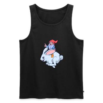 Garden gnome rides hare - Men's Premium Organic Tank Top - black - Front - AI Model Male 178 light (178cm)