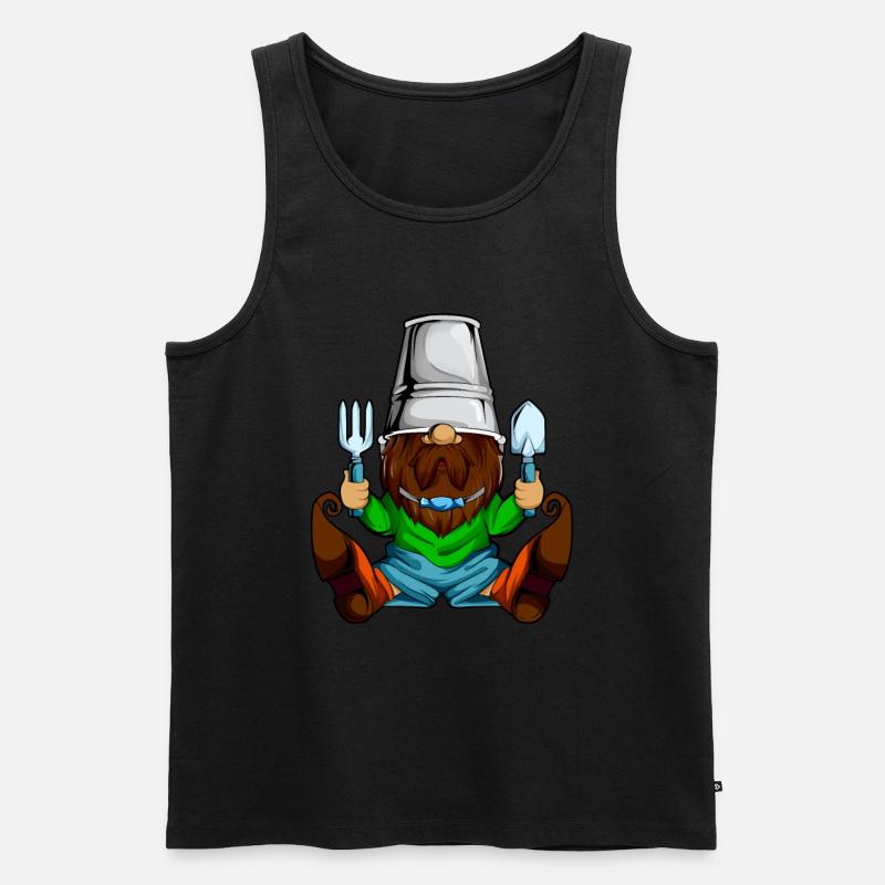 Gartenzwerg bei der Gartenarbeit - Männer Premium Bio Tank Top - Schwarz