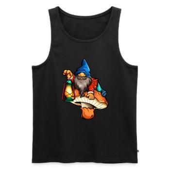 Garden gnome on fungus - Men's Premium Organic Tank Top - black - Front - Michal (187cm)