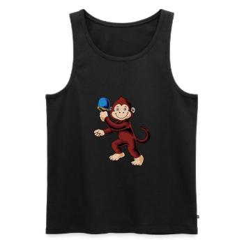Cartoon monkey playing table tennis - Men's Premium Organic Tank Top - black - Front - AI Model Male 178 light (178cm)