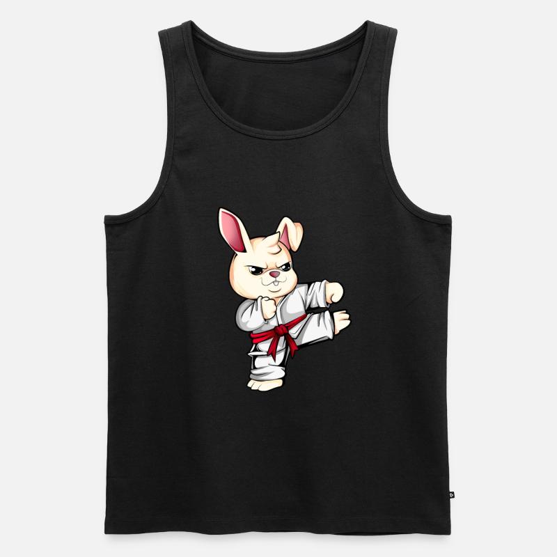 Comic Rabbit Does Karate - Men's Premium Organic Tank Top - black