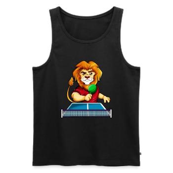 Cartoon lion playing table tennis - Men's Premium Organic Tank Top - black - Front - AI Model Male 178 light (178cm)