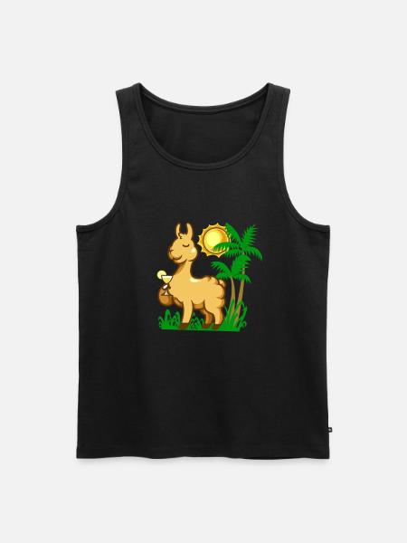 Comic Lama enjoying a cocktail - Men's Premium Organic Tank Top - black