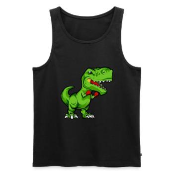 Comic TREX macht Karate - Männer Premium Bio Tank Top - Schwarz - Vorne - AI Model Male 178 light (178cm)