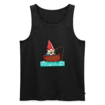 Gartenzwerg beim Angeln - Angler - Männer Premium Bio Tank Top - Schwarz - Vorne - AI Model Male 178 light (178cm)