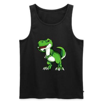 TREX spielt Mundharmonika - Männer Premium Bio Tank Top - Schwarz - Vorne - AI Model Male 178 light (178cm)