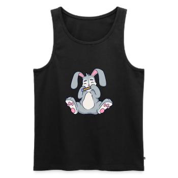 Rabbit plays harmonica - Men's Premium Organic Tank Top - black - Front - Michal (187cm)