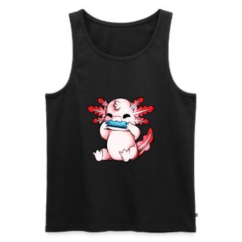 Axolotl plays harmonica - Men's Premium Organic Tank Top - black - Front - Michal (187cm)