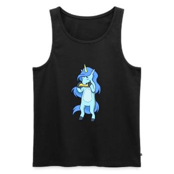 Unicorn plays harmonica - Men's Premium Organic Tank Top - black - Front - Michal (187cm)