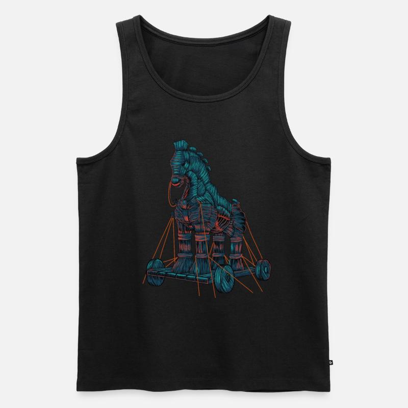 Trojanisches Pferd - Männer Premium Bio Tank Top - Schwarz