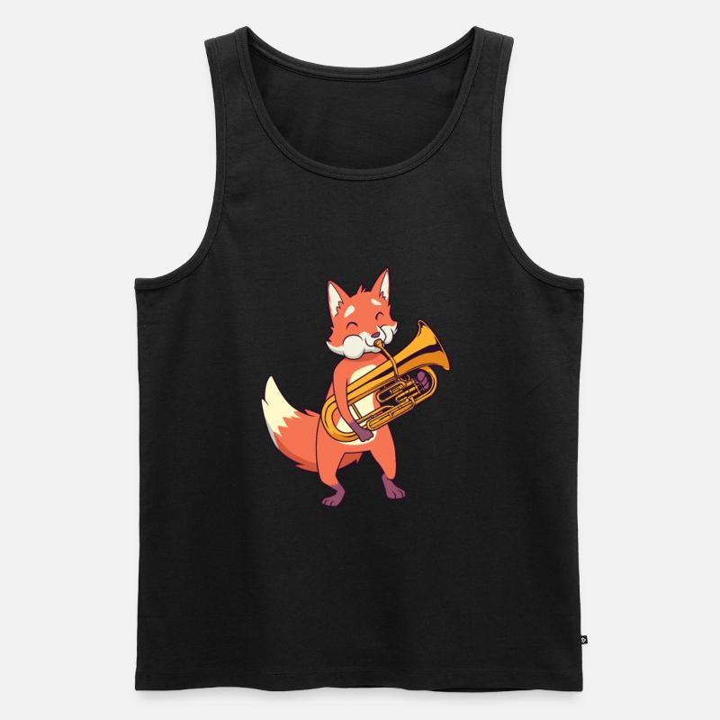Cartoon Fuchs spielt Euphonium - Männer Premium Bio Tank Top - Schwarz