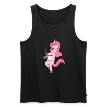 Comic unicorn twirling - Men's Premium Organic Tank Top - black - Front - AI Model Male 178 light (178cm)