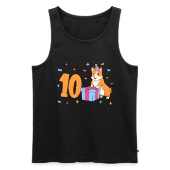 Mit Corgi - Mädchen Geburtstag 10 Jahre - Männer Premium Bio Tank Top - Schwarz - Vorne - Michal (187cm)