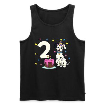 Avec Dalmatien - Anniversaire de fille 2 ans - Débardeur bio Premium Homme - noir - Devant - Michal (187cm)