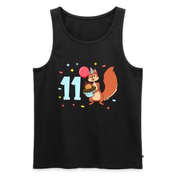 Avec écureuil - Anniversaire des enfants 11 ans - Débardeur bio Premium Homme - noir - Devant - AI Model Male 178 light (178cm)