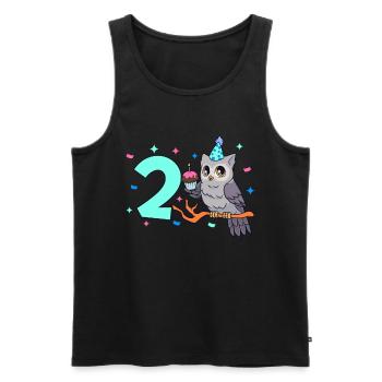 Mit Eule - Kinder Geburtstag 2 Jahre - Männer Premium Bio Tank Top - Schwarz - Vorne - AI Model Male 178 light (178cm)