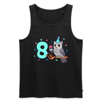 Mit Eule - Kinder Geburtstag 8 Jahre - Männer Premium Bio Tank Top - Schwarz - Vorne - AI Model Male 178 light (178cm)