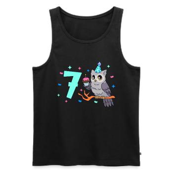 Mit Eule - Kinder Geburtstag 7 Jahre - Männer Premium Bio Tank Top - Schwarz - Vorne - AI Model Male 178 light (178cm)
