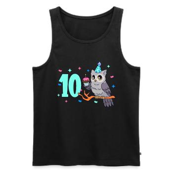 Mit Eule - Kinder Geburtstag 10 Jahre - Männer Premium Bio Tank Top - Schwarz - Vorne - AI Model Male 178 light (178cm)