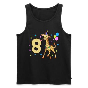 Avec girafe - Anniversaire des enfants 8 ans - Débardeur bio Premium Homme - noir - Devant - Michal (187cm)